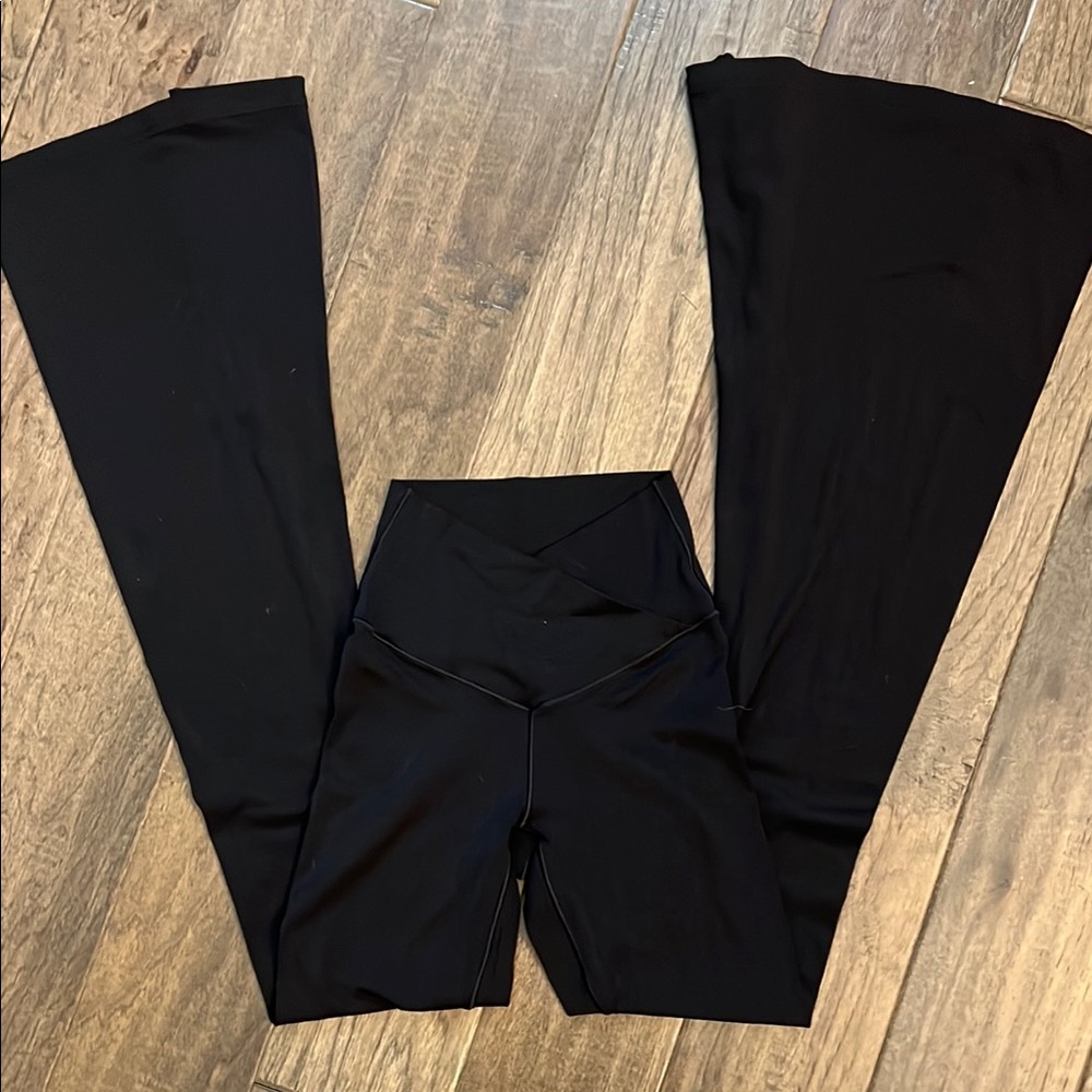Aerie Black Crossover Waist Flare Leggings